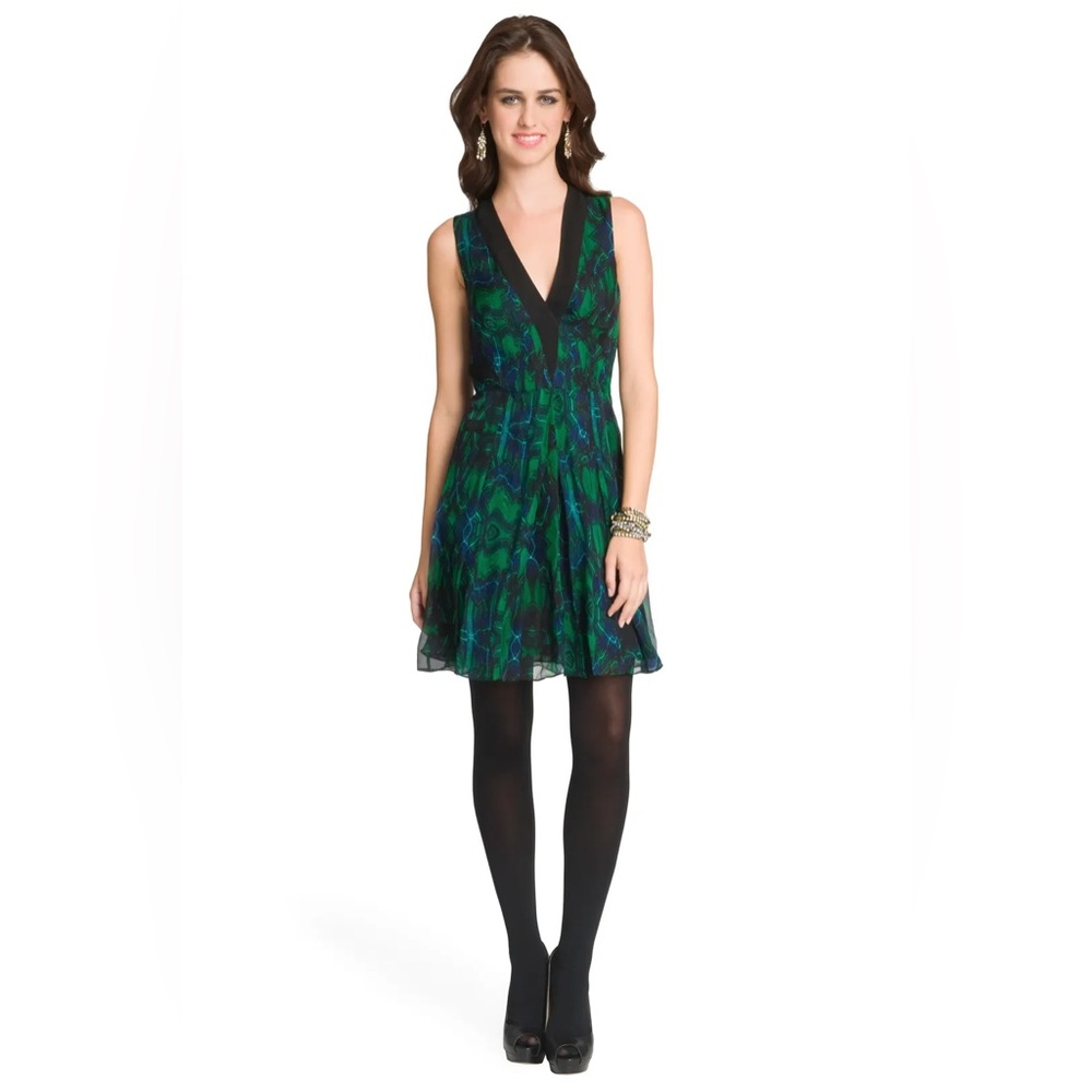 PROENZA SCHOULER Kaleidoscope Floral Silk Dress Black Green Blue Sleeveless Sm